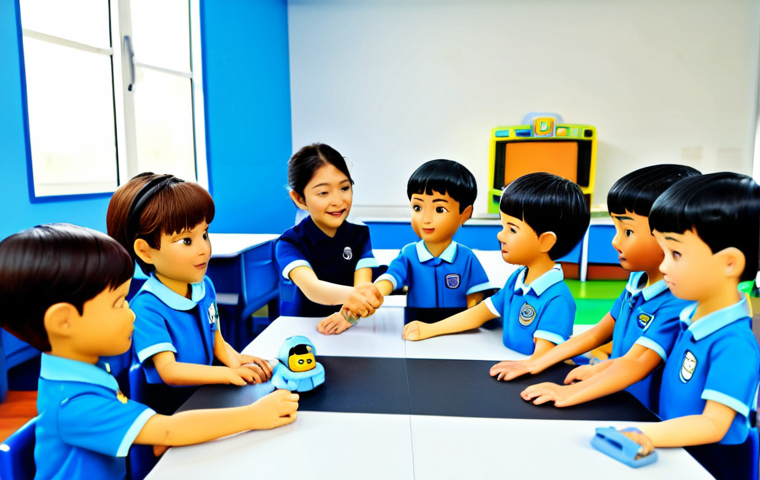 로보카폴리와 놀이 방법 - **

"A group of fully clothed children happily playing with Robocar Poli toys in a bright, sunny par...