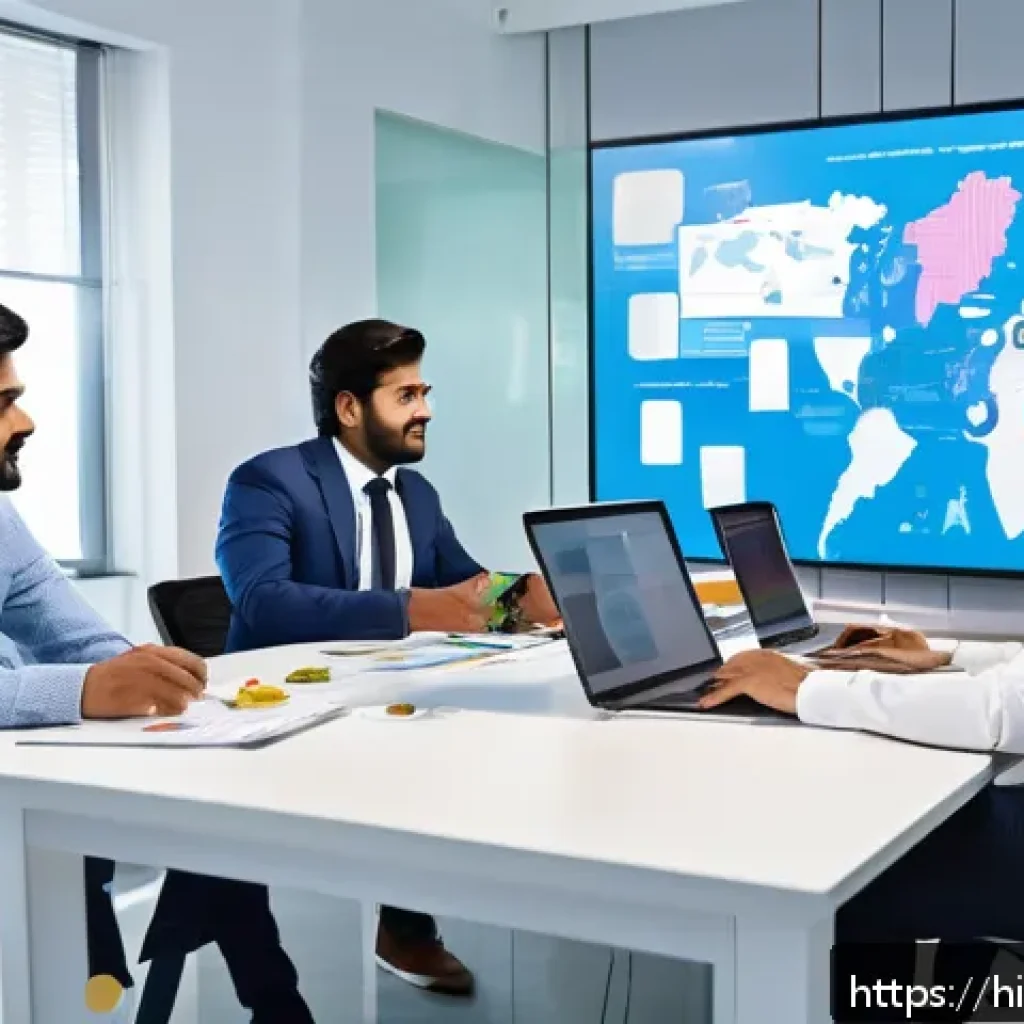 로보카폴리 기획 단계 - A dynamic office scene showing a diverse Indian team collaborating on a futuristic RoboCopoli projec...